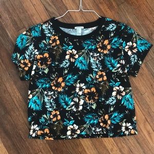 Hawiian Print Crop T-Shirt